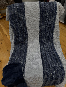 Minky Travel Size Demi Rose Gray Navy combo w/Navy 36" x 57"
