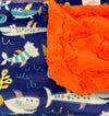 Minky Child Size Sharkie w/Tangerine 40"x57"